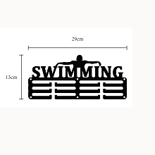 CREATCABIN Sports Theme Iron Medal Hanger Holder Display Wall Rack, with Screws, Swimming Pattern, 130x290mm