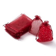 Honeyhandy Organza Gift Bags with Drawstring, Jewelry Pouches, Wedding Party Christmas Favor Gift Bags, Dark Red, 15x10cm