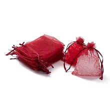 Honeyhandy Organza Gift Bags with Drawstring, Jewelry Pouches, Wedding Party Christmas Favor Gift Bags, Dark Red, 12x9cm