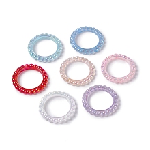 Honeyhandy UV Plating Opaque Acrylic Beads Frames, Flower Ring, Mixed Color, 42.5x43x5.5mm, Hole: 2.5mm, Inner Diameter: 31mm