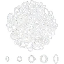 Pandahall Elite 6 Styles Acrylic Linking Rings 120pcs Clear AB Open Acrylic Quick Link Rings Transparent Curb Chain Connectors for Curb Chains DIY Earring Necklace Jewelry Eyeglass Chain, 18.5~35mm Long