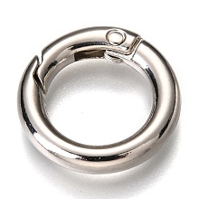 Honeyhandy Zinc Alloy Spring Gate Rings, O Rings, Platinum, 20x3.5mm, Inner Diameter: 13mm