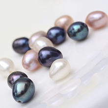 Honeyhandy Natural Cultured Freshwater Pearl Beads, Half Drilled Beads, Rice, Mixed Dyed and Undyed, Mixed Color, 6~8x6~7mm, Half Hole: 0.8mm