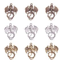 PandaHall Elite 36pcs 3 Color Tibetan Alloy Animal Dragon Charms Pendants Beads Charms for DIY Necklace Bracelet Making(Antique Silver, Antique Bonze, Antique Golden)