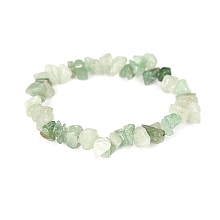 Natural Green Aventurine Chips Beaded Stretch Bracelet for Women, 6-3/4~8-5/8 inch(17~22cm)