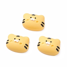 Honeyhandy Opaque Resin Cabochons, Tiger, Yellow, 15.5x19.5x7.5mm