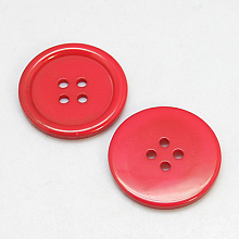 Honeyhandy Resin Buttons, Dyed, Flat Round, Red, 20x3mm, Hole: 2mm, 195pcs/bag