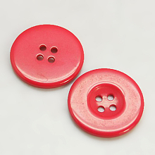 Honeyhandy Resin Buttons, Dyed, Flat Round, Red, 30x3mm