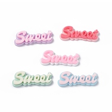 Honeyhandy Opaque Resin Cabochons, Word Sweet, Mixed Color, 37x14.5x6mm