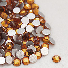 Honeyhandy Glass Flat Back Rhinestone, Grade A, Back Plated, Faceted, Half Round, Topaz, 3.8~4mm, about 1440pcs/bag