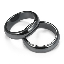 Honeyhandy Non-Magnetic Synthetic Hematite Finger Rings, Black, 20mm