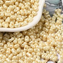 Baking Paint Glass Seed Beads, Peanut, Antique White, 5.5~6x3~3.5x3mm, Hole: 1~1.2mm, about 3877pcs/pound