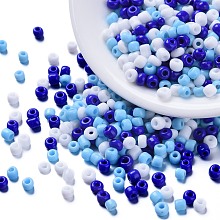 Arricraft 6500Pcs 300G 3 Colors Glass Seed Beads, Opaque Colours Seed, Small Craft Beads for DIY Jewelry Making, Round, Light Sky Blue, 8/0, 3mm, Hole: 1mm, 100g/color