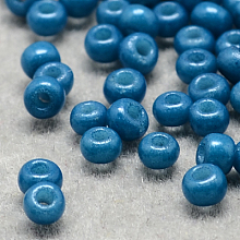 Honeyhandy 12/0 Grade A Round Glass Seed Beads, Baking Paint, Steel Blue, 12/0, 2x1.5mm, Hole: 0.7mm, about 30000pcs/bag