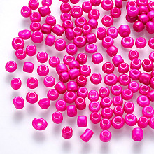 Honeyhandy 12/0 Baking Paint Glass Round Seed Beads, Fuchsia, 1.5~2x1.5mm, Hole: 0.5~1mm, about 30000pcs/pound