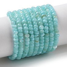 Natural Freshwater Shell Beads Strands, Dyed, Rondelle, Aquamarine, 3x2mm, Hole: 0.5mm, about 183~186pcs/strand, 14.96''(38cm)