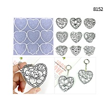 Honeyhandy Food Grade Silicone Pendant Molds, Resin Casting Molds, for UV Resin, Epoxy Resin Craft Making, Heart with Flower, White, 200x217x7mm