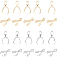 DICOSMETIC 20Pcs 2 Colors Stainless Steel Pinch Bails Metal Pinch Clip Bail Clasp Ice Pick Pinch Bails Dangle Charm Bead Pendant Clasp Connectors Bails for Jewelry Making DIY Findings