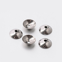 Honeyhandy Apetalous 201 Stainless Steel Bead Caps, Stainless Steel Color, 6x2mm, Hole: 0.8mm