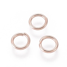 Honeyhandy 304 Stainless Steel Open Jump Rings, Rose Gold, 18 Gauge, 6.5x1mm, Inner Diameter: 5mm