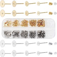 SUNNYCLUE 1 Box 500Pcs 4 Sizes 2 Colors Stainless Steel Earring Post Hypoallergenic Blank Flat Round Disc Pad Studs Earring Backs for Man Women Styling Jewelry Making Crafts DIY Findings