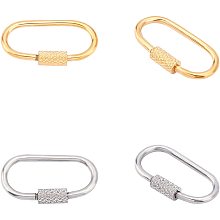 UNICRAFTALE 4pcs 2 Colors Oval Lock Key Clasps Keychain Rings Stainless Steel Key Ring Metal Split Key Chain for Home Car Keys Organization 25.5mm