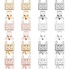 UNICRAFTALE 40 Sets 4 Colors Rectangle with Flower Necklace Clasps 2-Strands Clasps 4-Holes Stainless Steel Box End Clasp Lock Necklace Clasp for Jewelry DIY