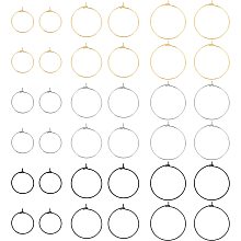 UNICRAFTALE 90pcs 3 Colors Wine Glass Charm Rings Beading Hoop Earrings 304 Stainless Steel Hoop Earring Findings Ring Hypoallergenic Earring Wire Hoop Earring for Women Hoop Earrings