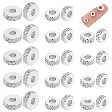 UNICRAFTALE About 60Pcs 3 Styles 5/6/8mm Stainless Steel Spacer Beads Flat Round with Diamond Texture Beads Metal Spacer Bead Findings Hole 2mm for Bracelet Neckless Jewelry Making