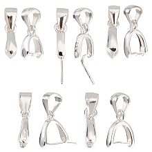 SUPERFINDINGS 10Pcs 5 Sizes 925 Sterling Silver Ice Pick Pinch Bails Pendant Connector Pendant Clasps Necklace Buckles for Jewelry Making