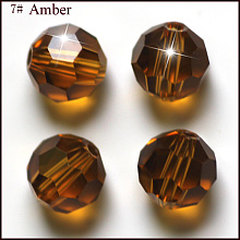 Honeyhandy Imitation Austrian Crystal Beads, Grade AAA, Faceted, Round, Sienna, 6mm, Hole: 0.7~0.9mm