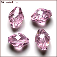 Honeyhandy Imitation Austrian Crystal Beads, Grade AAA, Faceted, Bicone, Pink, 8x11mm, Hole: 0.9~1mm