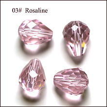 Honeyhandy Imitation Austrian Crystal Beads, Grade AAA, Faceted, teardrop, Pink, 6x8mm, Hole: 0.7~0.9mm