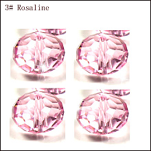 Honeyhandy Imitation Austrian Crystal Beads, Grade AAA, Faceted, Rondelle, Pink, 6x4mm, Hole: 0.7~0.9mm