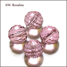 Honeyhandy Imitation Austrian Crystal Beads, Grade AAA, Faceted, Round, Pink, 10mm, Hole: 0.9~1mm