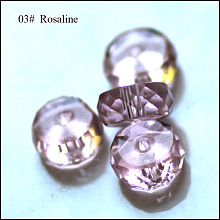 Honeyhandy Imitation Austrian Crystal Beads, Grade AAA, Faceted, Flat Round, Pink, 8x3.5mm, Hole: 0.9~1mm