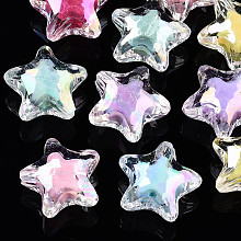 Honeyhandy Transparent Acrylic Beads, Bead in Bead, AB Color Plated, Star, Mixed Color, 19x20x11mm, Hole: 3mm, about 280pcs/500g