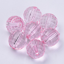 Honeyhandy Transparent Acrylic Beads, Faceted, Round, Pink, 8x8mm, Hole: 1.5mm, about 1770pcs/500g