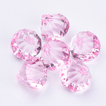 Honeyhandy Transparent Acrylic Pendants, Faceted, Diamond, Pink, 15x15mm, Hole: 2mm, about 370pcs/500g