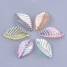 Honeyhandy Transparent Acrylic Pendants, AB Color, Leaf, Mixed Color, 35x18.5x6.5mm, Hole: 1.6mm, about 600pcs/500g