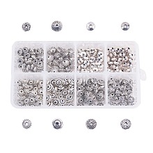 Honeyhandy Tibetan Style Alloy Spacer Beads, Flat Round, Antique Silver, Antique Silver, 6~7x2.5~6.5mm, Hole: 1.5~1.6mm, 340pcs/box