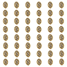 DICOSMETIC 80Pcs Hollow Oval Spacer Beads Antique Golden Beads Tibetan Spacer Beads Filigree Loose Spacer Beads Small Hole Beads 1.6mm Alloy European Beads for Jewelry Making