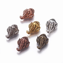 Honeyhandy Tibetan Style Alloy Beads, Elephant, Mixed Color, 20x13.7x8mm, Hole: 1.8mm