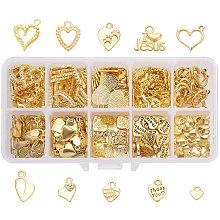 PandaHall Elite 150pcs 10 Styles Love Heart Pendants Charms I Love Jesus Words Charms for Valentines Day Thanksgiving Day DIY Necklace Bracelet Making