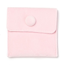 Honeyhandy Square Velvet Jewelry Bags, with Snap Fastener, Pink, 7x7x0.95cm