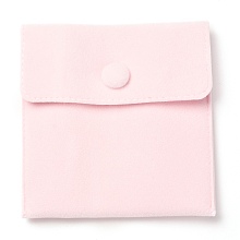 Honeyhandy Square Velvet Jewelry Bags, with Snap Fastener, Pink, 10x10x1cm