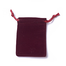 Honeyhandy Velvet Packing Pouches, Drawstring Bags, Dark Red, 9.2~9.5x7~7.2cm