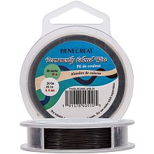 BENECREAT 98-Feet 0.02inch (0.5mm) 7-Strand Black Bead String Wire Nylon Coated Stainless Steel Wire for Necklace Bracelet Beading Craft Work