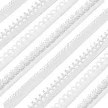 BENECREAT 32 Yards 4 Style Elastic Lace Trim Ribbon, Nylon Elastic Ribbon With Braid Edge, White Petite Braid Trim (Width: 10/11/12/15mm) for Clothing Curtain Table Bridal Wedding Decorations