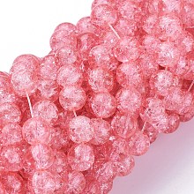 Arricraft 1Strand Salmon Transparent Crackle Glass Round Beads Strands, 8mm, Hole: 1.3~1.6mm, about 100pcs/strand, 31.4 inches